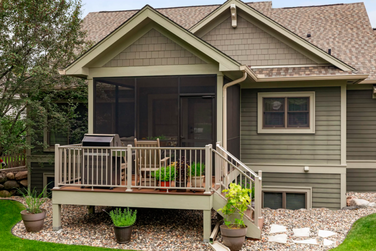 Open porch with stepping stone path